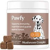 Pawfy Turkey Tail Mushroom for Dogs with Lion's Mane &amp; Reishi - 30 Chews | Daily Dog Immune Support For Lumps &amp; Bumps - Tremella, Adaptogen and Botanical Blends For Immune Support and Liver Function