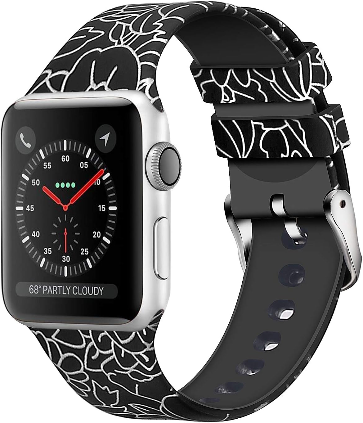 Compatible with Apple Watch Band,Print Rubber Sports Wristband for iWatch Series 5 4 3 2 1(Flower 16, 42mm/44mm)