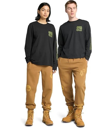 Timberland Men's New Box Fit Badge Crew Neck, Black Forest Green
