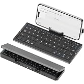 SIKAI CASE Foldable Bluetooth Keyboard with Magnetic Stand,Aluminum Alloy Mini Quiet Folding Portable Lightweight Travel Rechargeable Pocket for Tablet,iPad, Phones, Black