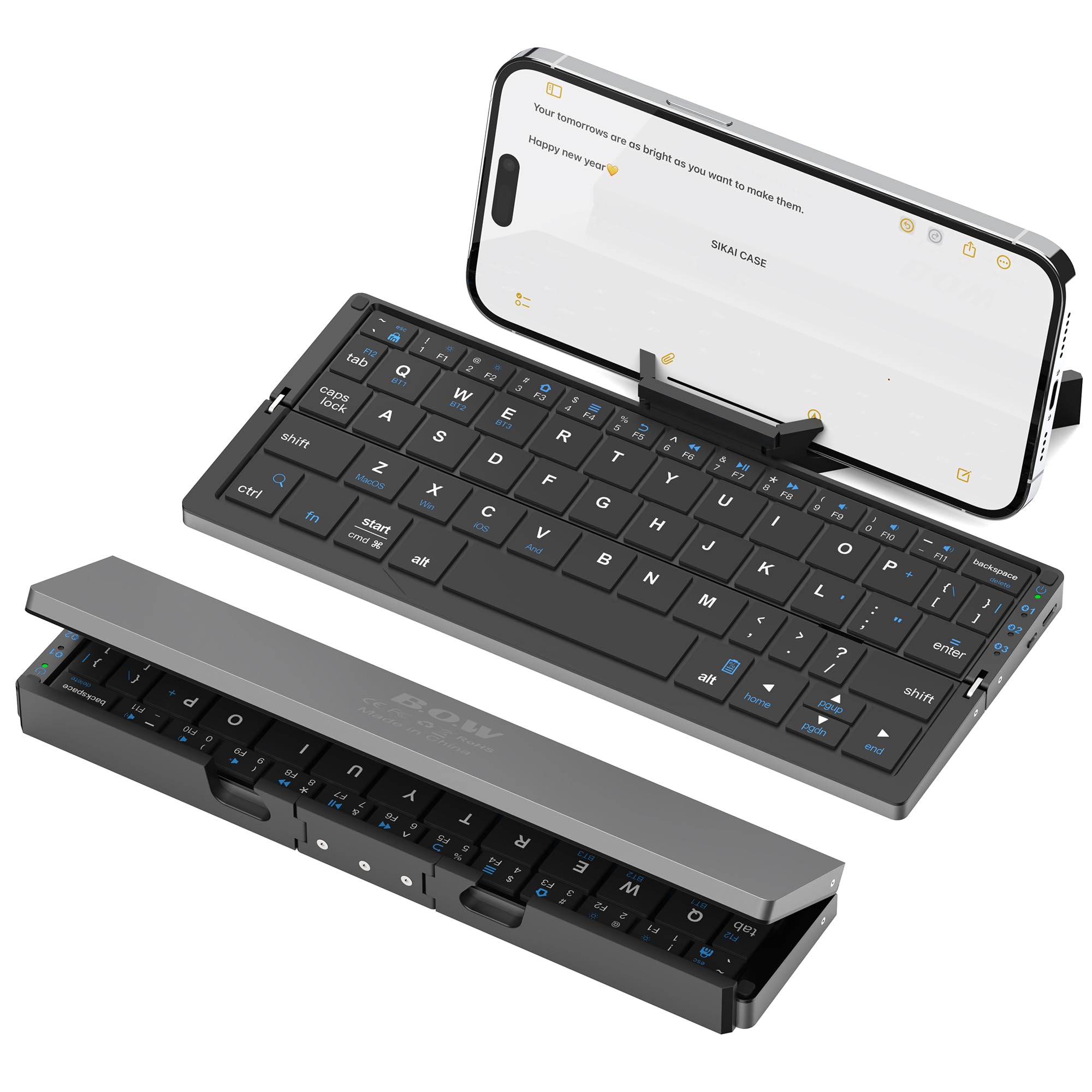 Photo 1 of Mini Foldable Bluetooth Keyboard with Magnetic Stand,Aluminum Alloy Mini Quiet Folding Keyboard Portable Lightweight Portable Bluetooth Keyboard Android Rechargeable Keyboard for Tablet,iPad, Phones