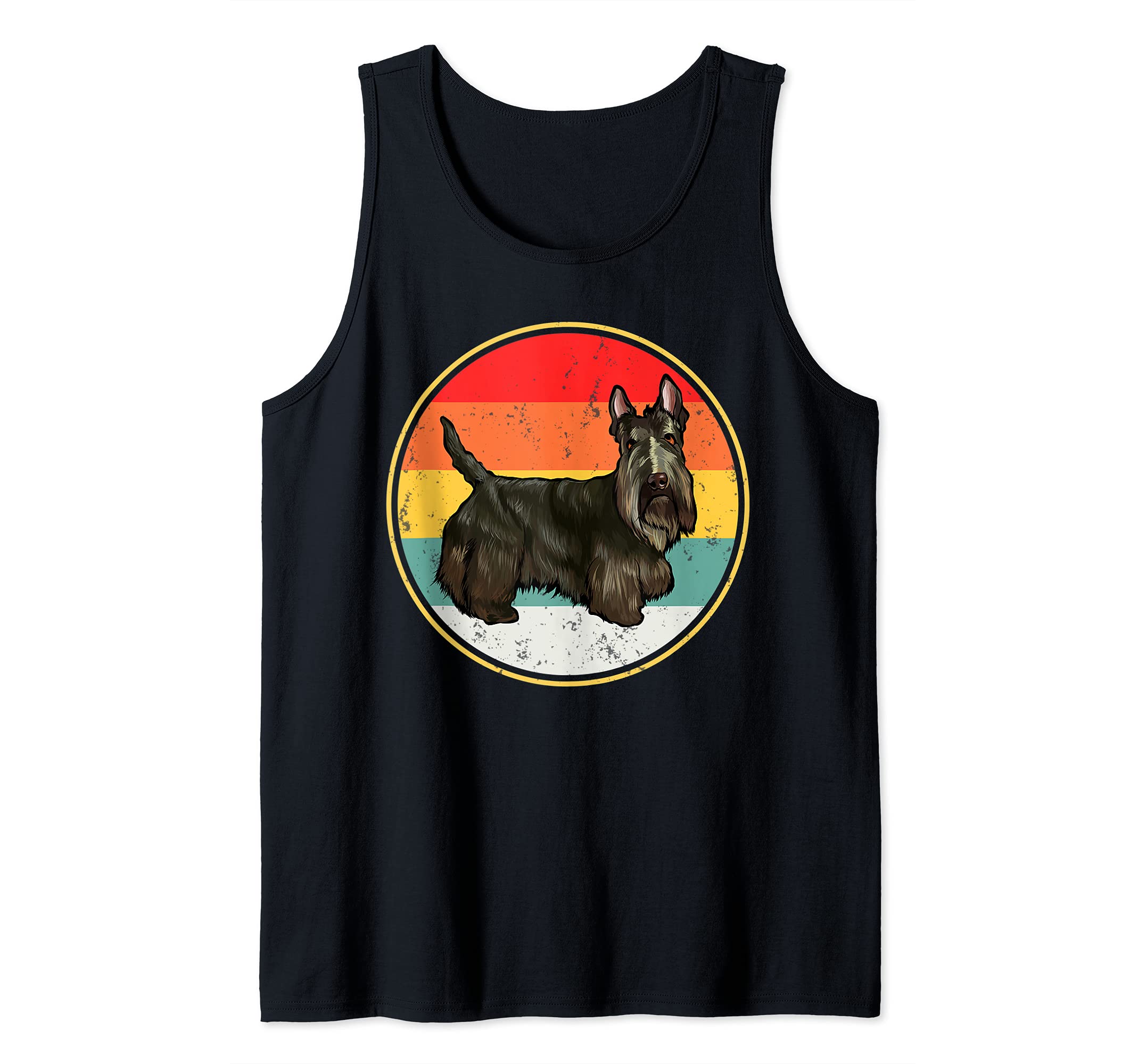 Vintage Retro Sunset Scottish Terrier Dog Tank Top