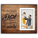 Father's Day & Birthday Gifts: Wooden Picture Frame for Dad, Fits 4x6 Photo, Christmas & Father's Day Gift from Daughter & Son