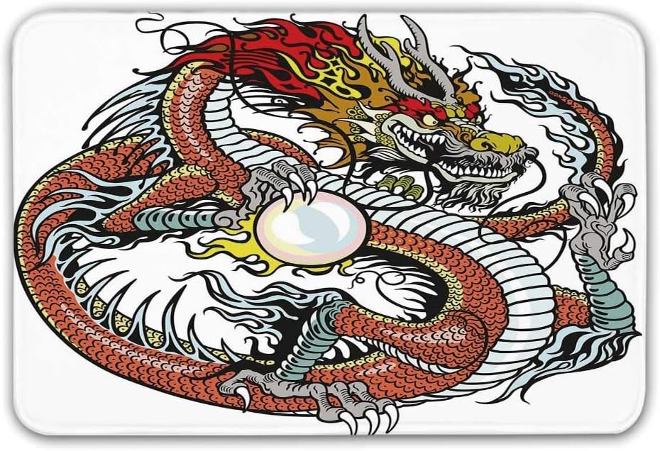 Estera de la puerta delantera del dragón, criatura china tradicional