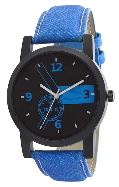 LegendDeal Stylish Round Shape Black Dial Blue Strap Men & Boys - ATP8698Z