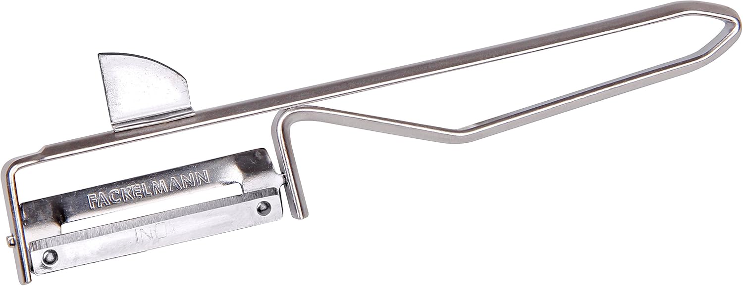 Fackelmann Universalschäler, Spargelschäler aus Edelstahl, Sparschäler für Obst und Gemüse (Farbe: Silber), Menge: 1 Stück