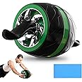 JJM Auto Rebound Exercise Roller - Abdominal Roller for Home Core Strength Training with Built-in Spring Resistance Auto Rebound