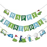 Neyeidru 3Pcs Pre-Strung Golf Happy Birthday Banner Decorations, Golf Sports Theme Birthday Party Decorations for Girls Boys Children Adults Man Women