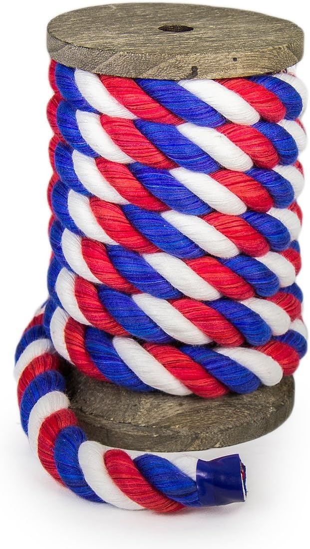 FMS Ravenox Natural Twisted Cotton Rope | (Red, Snow White & Royal Blue)(1/2" x 10') | Made in The USA | Strong Triple-Strand Rope for Sport, Decor, Pet Toys, Crafts, Macrame & Indoor Outdoor Use: Home & Kitchen