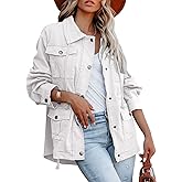 Ebifin Womens Military Anorak Jacket Zip Up Snap Buttons Lightweight Safari Utility Coat Outwear With Pockets