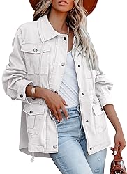 Ebifin Women's Military Anorak Jacket Zip Up Snap