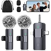 BAILIXIN 3-in-1 Microphone for iPhone, Android, Camera, Wireless Microphones, Mini Microphone, Lapel Mic with Noise Reduction, Crystal Clear Sound & 7H Battery for Vlogging, Portable Recorders