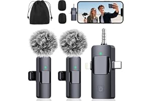 BAILIXIN 3-in-1 Microphone for iPhone, Android, iPad, Camera, Wireless Microphones, Mini Microphone, Lapel Mic with Noise Reduction, Crystal Clear Sound & 7H Battery for Recording, YouTube, Podcast, Vlogging