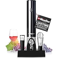 Mueller Electric Wine Opener Set - Rechargeable Batteries and USB Charging Cable - Electric Corkscrew Opener with Foil…