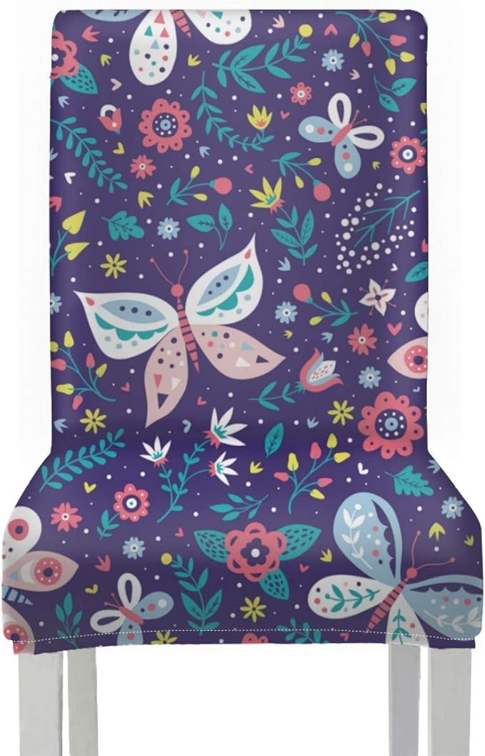 Enhusk Fundas Protectoras para sillas de Comedor Folk Butterfly Color