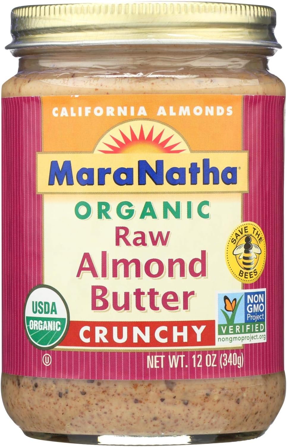 Maranatha Natural Foods Organic Raw Almond Butter - Crunchy - Case of 6 - 12 oz.