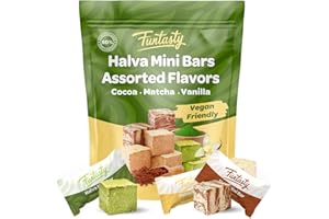 Funtasty Assorted Halva Mini Candy Bars, Vanilla, Matcha, Cocoa, Vegan, Gluten-Free, Individually Wrapped, 32 Ounce Bag