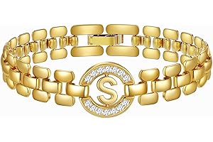 WEDDINEN Initial Bracelets for Women, 14K Gold Plated Letter A-Z Bracelets with Diamonds,Thick Chain Bracelet for Women trendy Jewelry Gifts