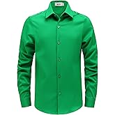 AOTIK Boys Stretch Wrinkle Free Dress Shirts Button Down Shirt Long Sleeve Formal School Uniform Shirts