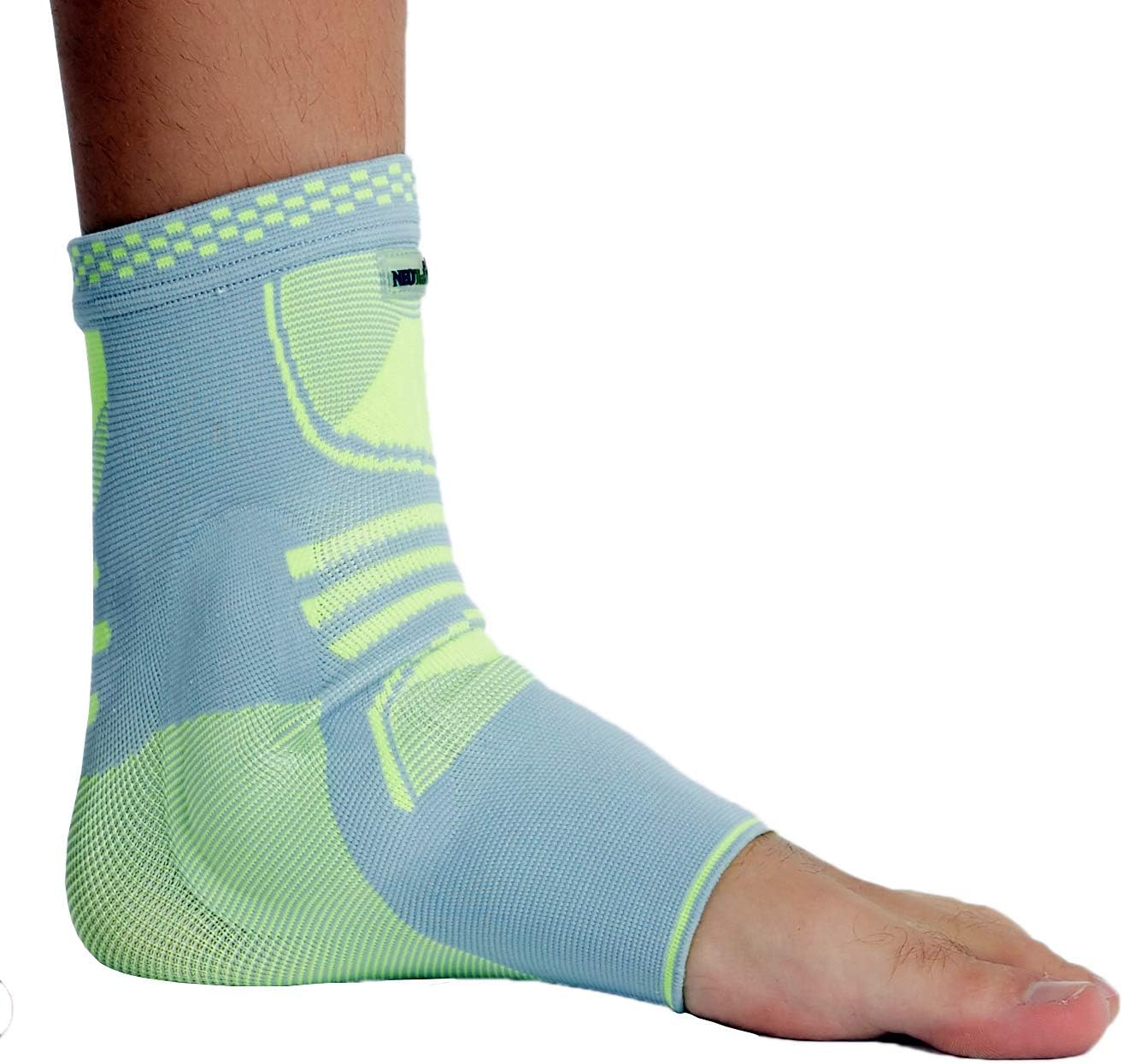 Neotech Care Ankle Support (1 Unit) with Silicone Gel Pad Insert - Lightweight, Elastic & Breathable Knitted Fabric Compression Sleeve - Right or Left Foot, Men Women - Grey Color (Size XL)