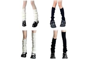 KARIDER Knitted Leg Warmer, 4 Pairs Extra Soft leg warmers for women, Thigh-Cuff Knee Socks Ribbed Ankle Knitted Stockings Su