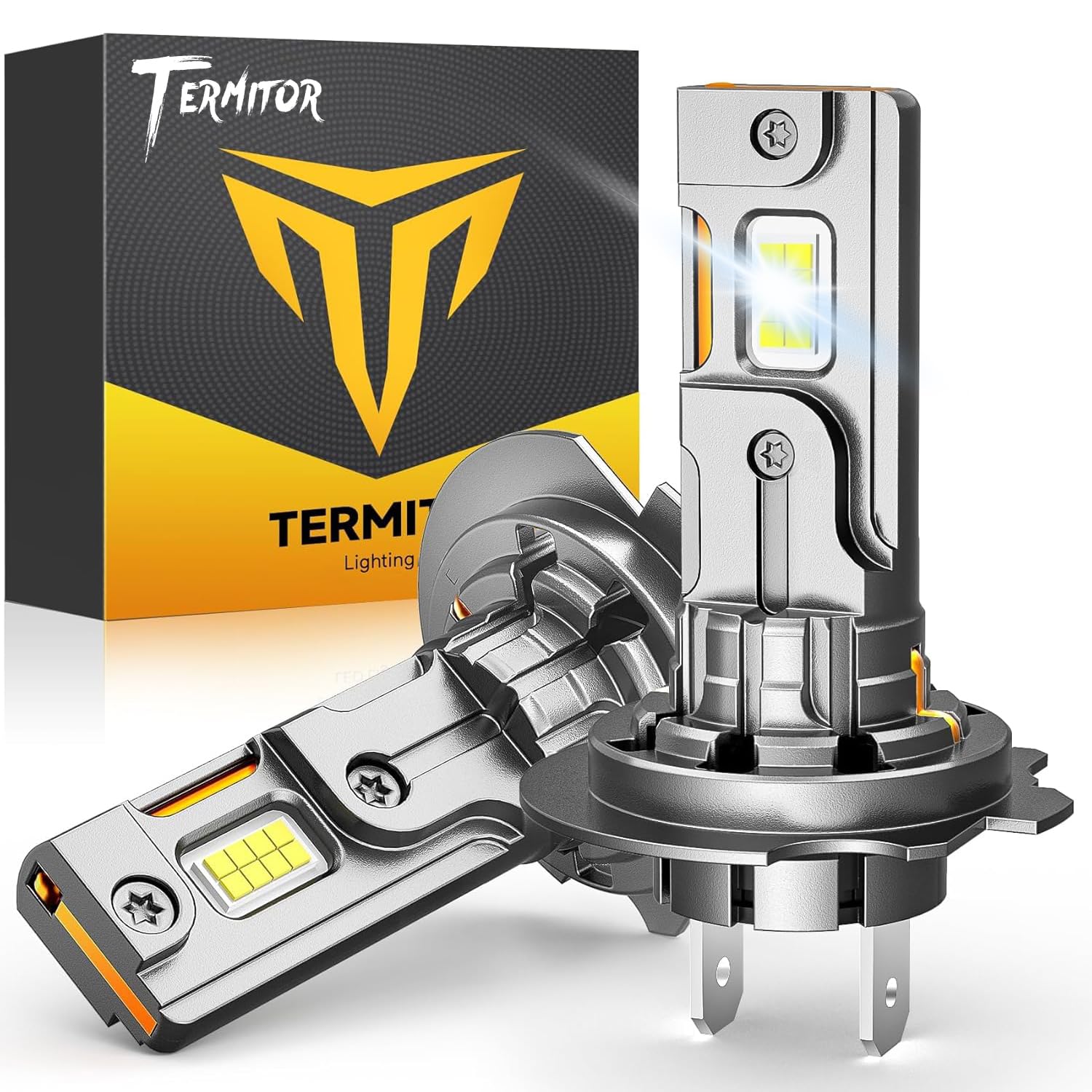 Bombillas Termitor H7 H7LL, brillo increíble de 90000 lm, tamaño mini halógeno 1:1, blanco frío de 6500 K, clasificación IP68, vida útil de 85 K + horas, Plug and Play, listo para CANbus, paquete de 2
