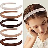 CURASA Sponge Padded Headbands For Women Girls 5PCS Non Slip Comfortable Headband Thin Neutral Head Bands Trendy Cute Hair Hoops Elegant Head Bands Set Stretchy Hairbands Plain Solid Hair Accessories