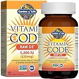 Garden of Life Vitamin D, Vitamin Code Raw D3, Vitamin D 5,000 IU, Raw Whole Food Vitamin D Supplements with Chlorella, Fruit