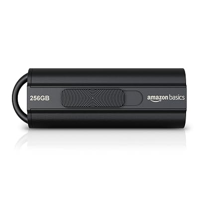 Amazon Basics 256 GB Ultra Fast USB 3.1 Flash Drive, High Capacity External Storage for Photos Videos, Retractable Design, 130MB/s Transfer Speed, Black