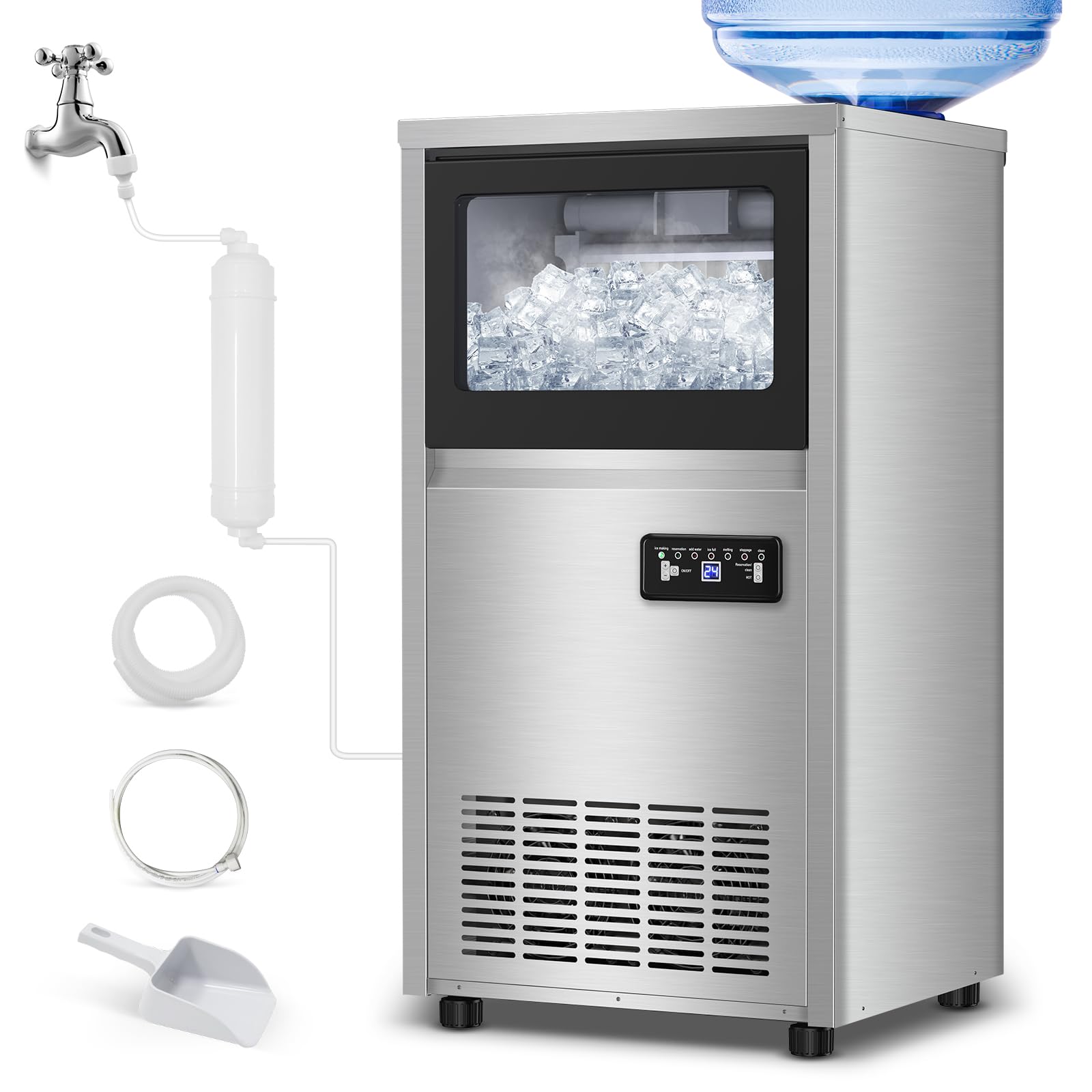 Photo 1 of ****POWERS ON, BUT HAS ERROR, NEEDS MAINTENANCE****  Ice Machine Commercial Ice Maker Machine, 150 Lbs /24H, 30 lbs Bin, Under Counter Built-in or Freestanding, Stainless Steel Household Use, Restaurant Bar Kitchen Cafe. 