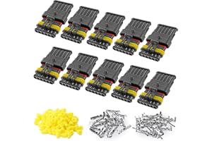 ZUOZE 10 Kit 6 Pin Connector, 20-16 AWG Waterproof Electrical Automotive Wire Connector, 1.5mm Series Terminals Male Female Car Connectors Plug Sets