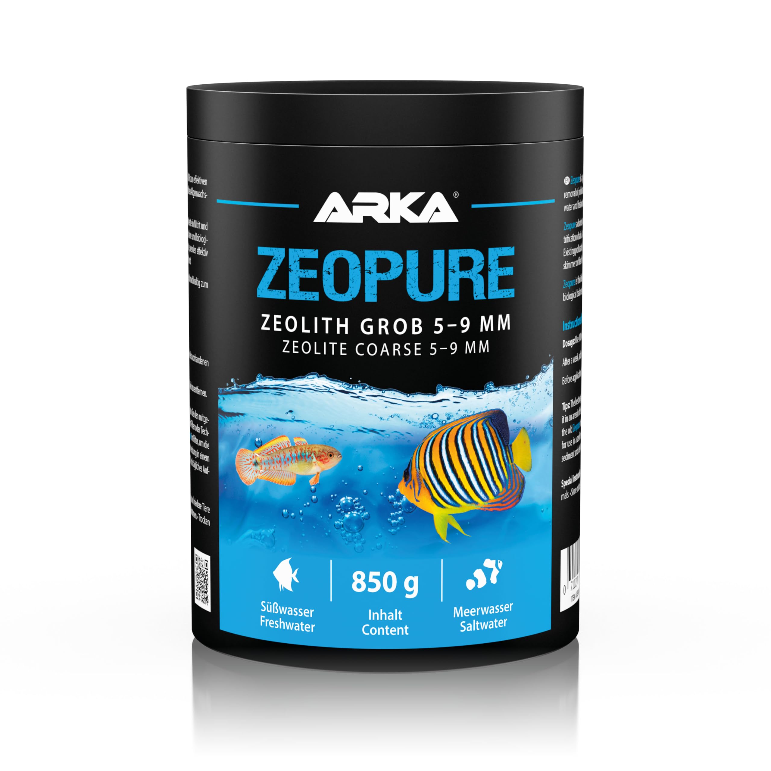ARKA - Zeopure - zeolite filter media, prevention of unwanted algae growth, toxins and heavy metals, for every salt & freshwater aquarium, multicolor, 1000 ml, ZEOALGG