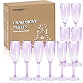 XUWAIDSGN 10 Pcs Reusable Champagne Flutes Plastic Wine Glasses Bulk Vintage Champagne Flutes Mimosa Bar Glasses Stemmed Drinking Cups 5.4OZ for Christmas Birthday Wedding Bride