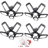 YIBEYYDS Garage Lights - 160W 16000LM 6500K Screw in LED Garage Lights 5+1 Deformable Panels for Basement, Workshop, Attic,E26/E27, Black(4)