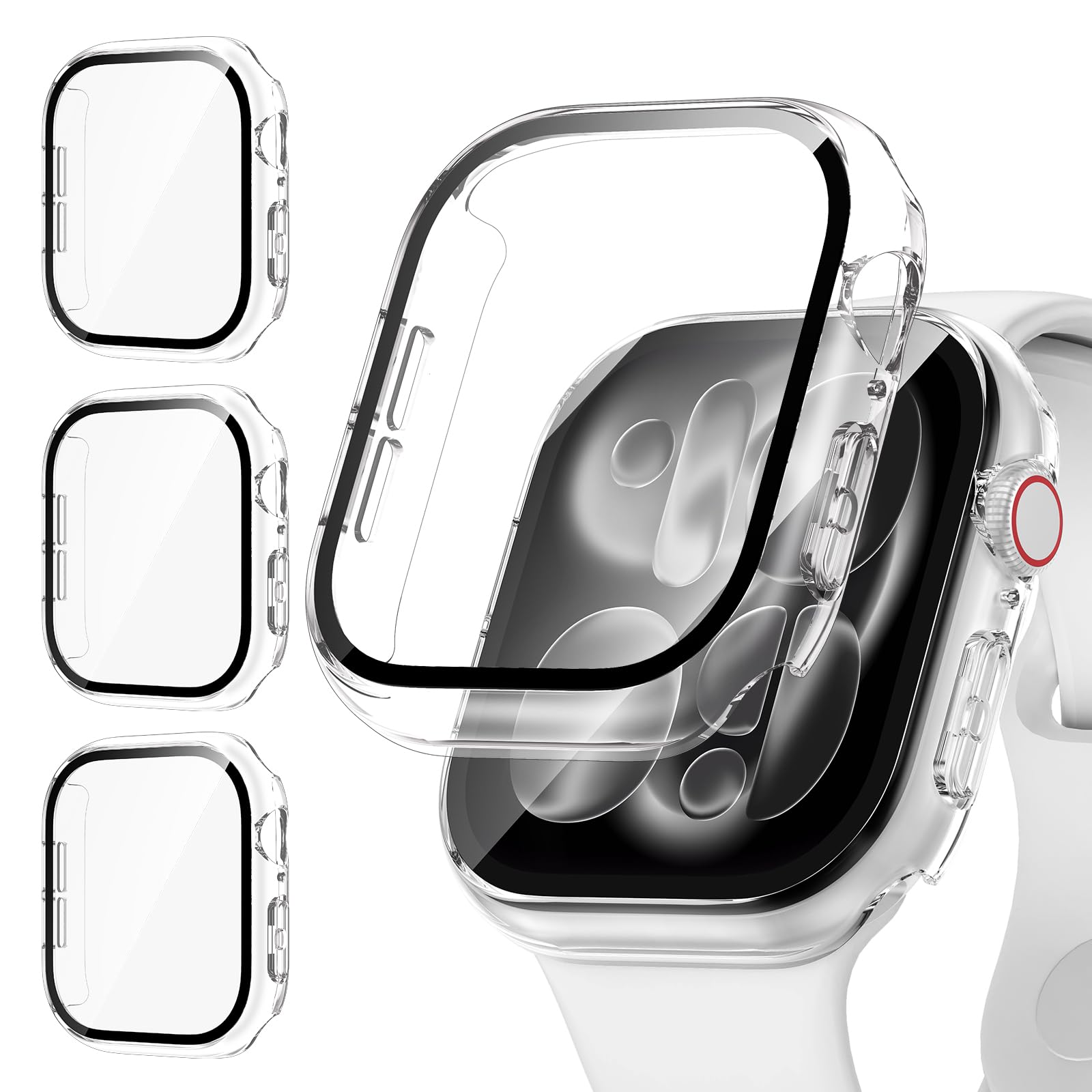 Kamita [3Pack] Screen Protector Case for Apple Watch Series 11/Series 10 46mm, Hard PC Bumper Cases with Tempered Glass Film, Shockproof Full Coverage Protective Cover for iWatch11/iWatch10 (Clear*3)