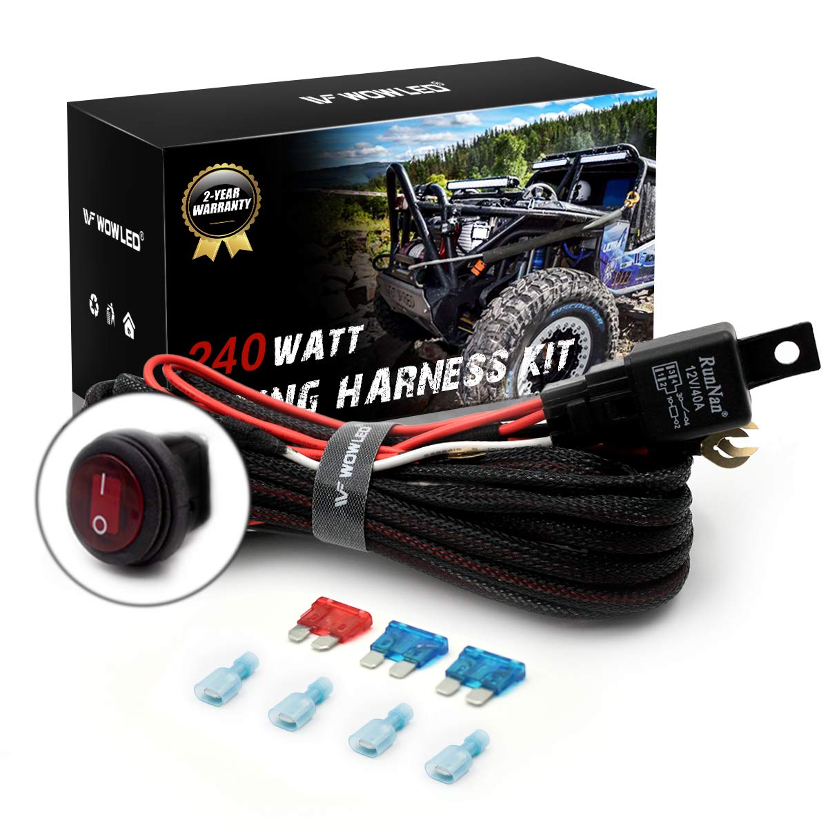 WOWLED Wiring Harness Loom Kit, 2 Leads Highend Braided Sleeving