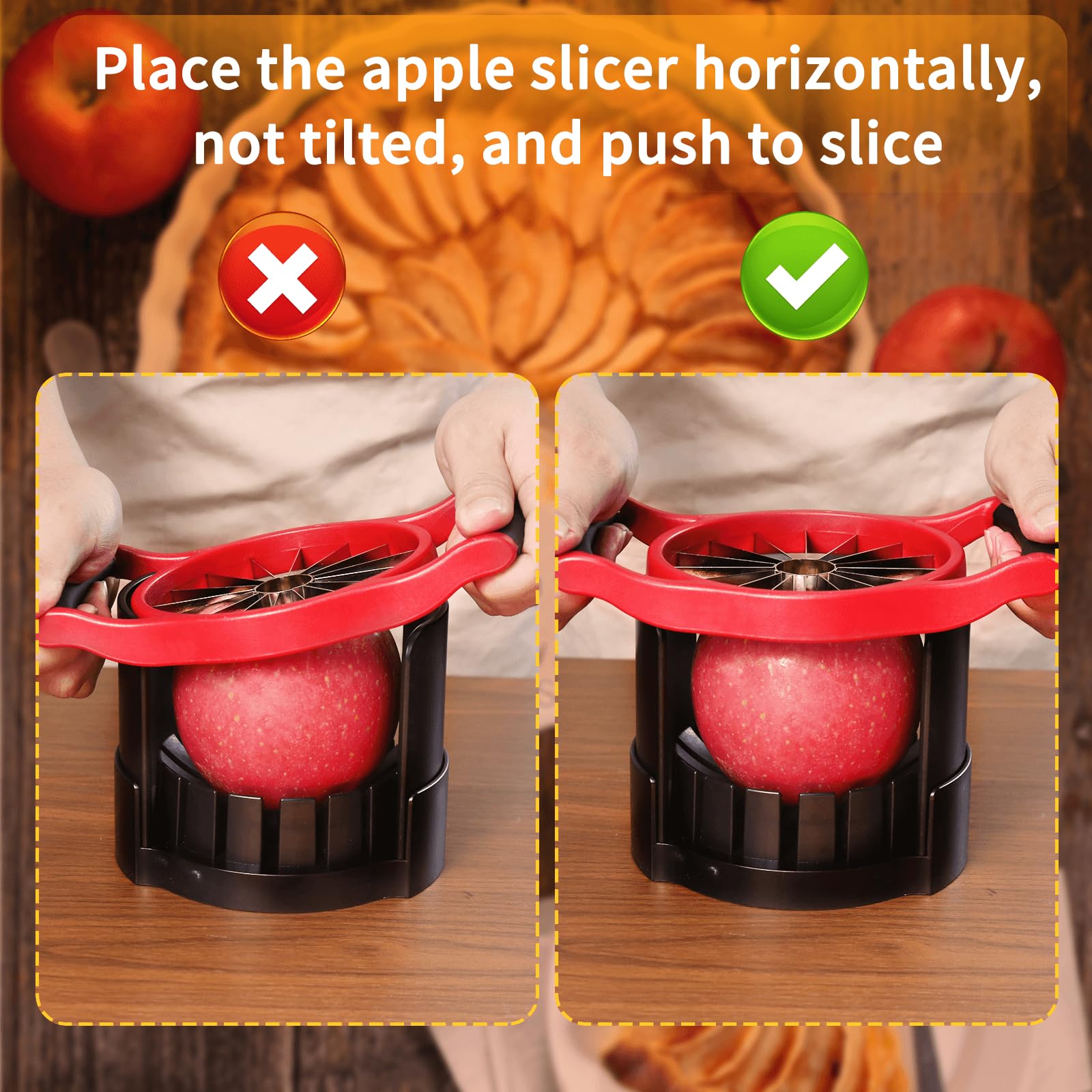 [Upgraded] Newness 5.12 Inch Large Apple Slicer, Cut 16 Thin Slices All the Way Through, HEAVY - DUTY Stainless Steel Apple Corer & Slicer for Fruits & Vegetables - Dishwasher Safe
