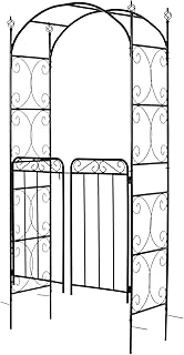 Outsunny Torbogen, Rankgitter, Pflanzbogen, Rankhilfe, Garten, Bogendach, Wetterfest, Metall, Schwarz, 108 x 45 x 215 cm