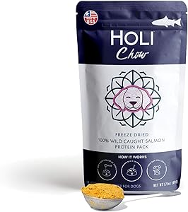 HOLI Wild Caught Salmon Single Ingredient Dog Food Protein Pack Topper - Made in USA Only – Human-Grade Freeze Dried Dog Food Mix in Topping – Grain Free,Gluten Free, Soy Free – 100% All Natural