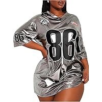 Verdusa Women's Oversized Jersey Sheer Mesh Mini Dress Half Sleeve V Neck T Shirt Dress Silver Small at Amazon Women's Clothing store Verdusa Women's Oversized Jersey Sheer Mesh Mini Dress Half Sleeve V Neck T Shirt Dress Silver Small at Amazon Women's Clothing store