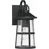 Nantucket - Coastal Metal and Glass Wall Mounted Outdoor Lantern Light, Matte Black