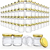 Folinstall 60 Pack Mini Canning Jars with Lids, 1.5 oz Small Mason Jars for Crafts, Party Favors, Baby Shower, Wedding Favors