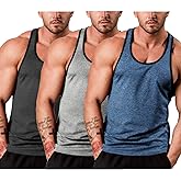 COOFANDY Men's 3 Pack Gym Tank Tops Y-Back Workout Muscle Tee Sleeveless Fitness Bodybuilding T Shirts