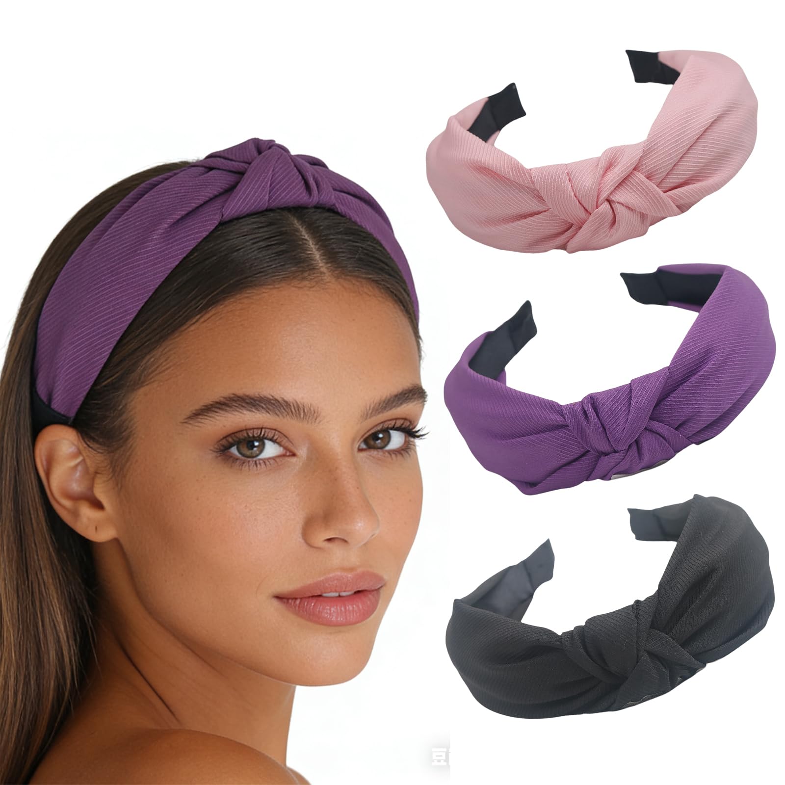 scicent Hair Bands 3 Pcs Wide Headbands Knotted Vintage Head Band Fashion Hair Accessories 11518 — image 1