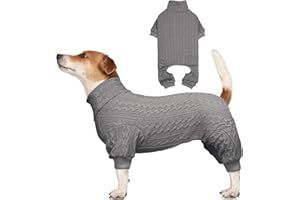 JAMKTEPAT Dog Sweater Turtleneck Knitted Pet Clothes Solid Color Puppy Sweater Warm Dog Sweaters for Medium Dogs(Grey&M)