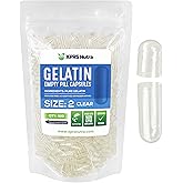 XPRS Nutra Size 2 Empty Capsules - 500 Count Clear Empty Gelatin Capsules - Empty Pill Capsules - DIY Capsule Filling - Pure