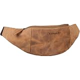 LEAS Marsupio In Vera Pelle Rossa - Borsa A Tracolla Unisex Con 5 Scomparti, Compatta E Resistente, Circonferenza Max 108 Cm, Regalo Uomo Donna