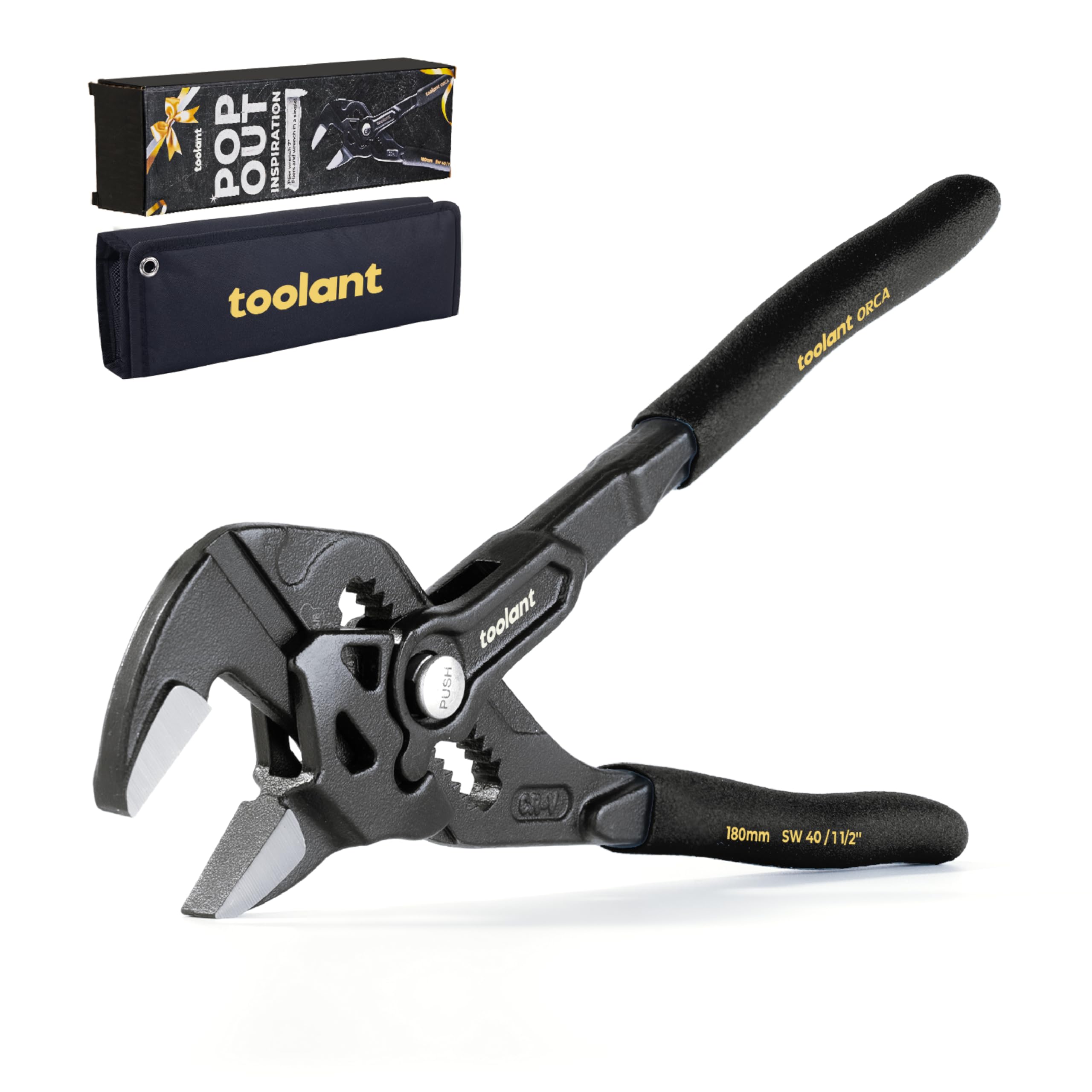 Photo 1 of toolant 7-Inch Black Gold Adjustable Plier Wrench, CR-V Steel Smooth Parallel Jaws with Pouch – Suitable for Nuts, Pipes, Plumbing, Auto & Repairs, Suitable Gift for DIYers