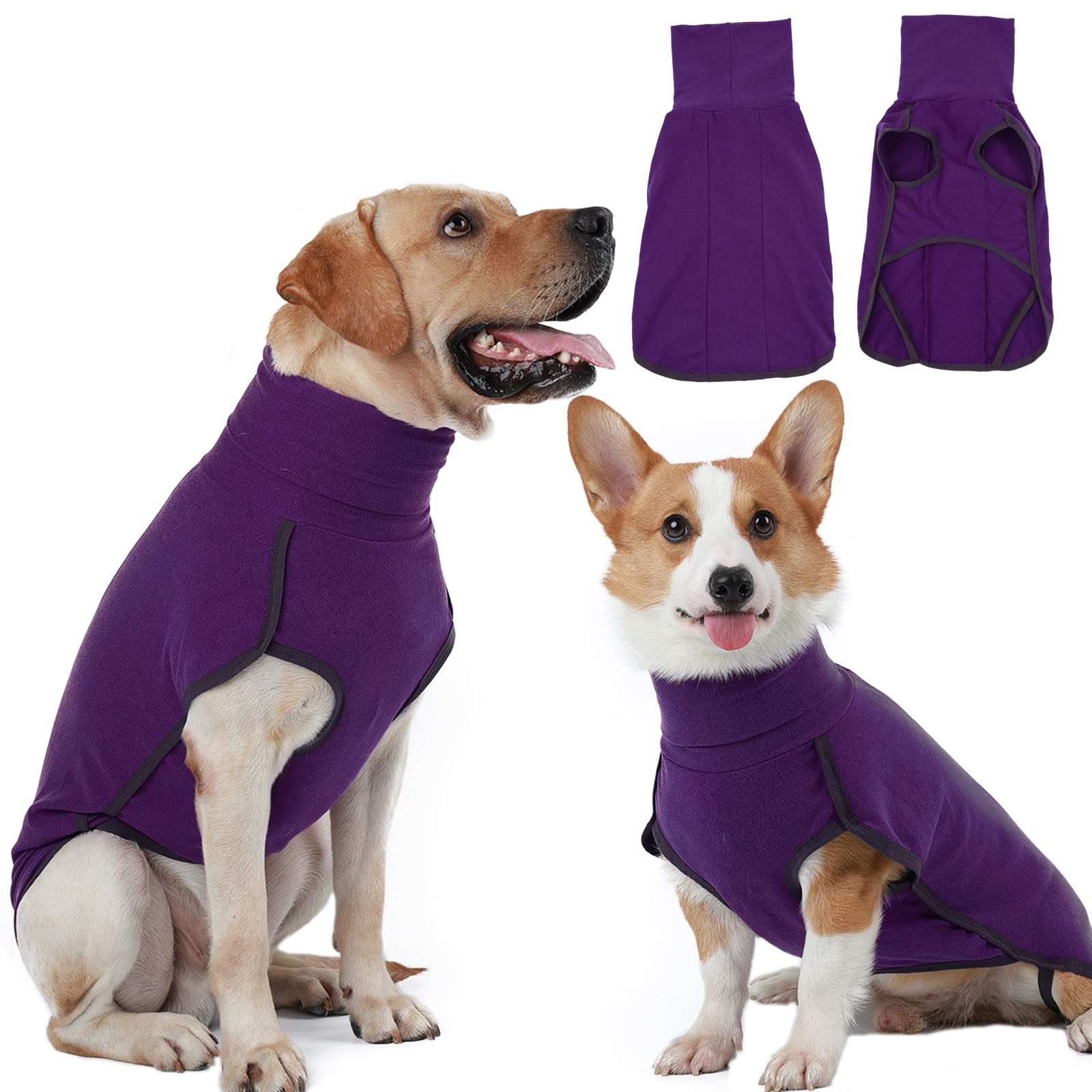 Hjyokuso Dog Jumper Fleece Vest Sweater, Warm & Lightweight Pullover Pajama Coat, Autumn Winter Cold Weather Puppy Clothes Jacket for Small Medium Large Dogs (Purple 3XL)