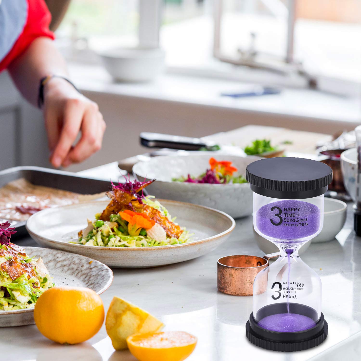 Sand Timer, 4 Colors Hourglass Sandglass Timer Sand Clock 1min/ 3mins/ 5mins/ 10mins for Kids, Games, Toothbrush Timer, Classroom, Kitchen Use, Home Office Decoration